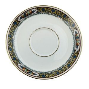 Thomas Bavaria‎ Harvest Saucer For Footed Cup Only Fruit Blue Scroll Gold Rim